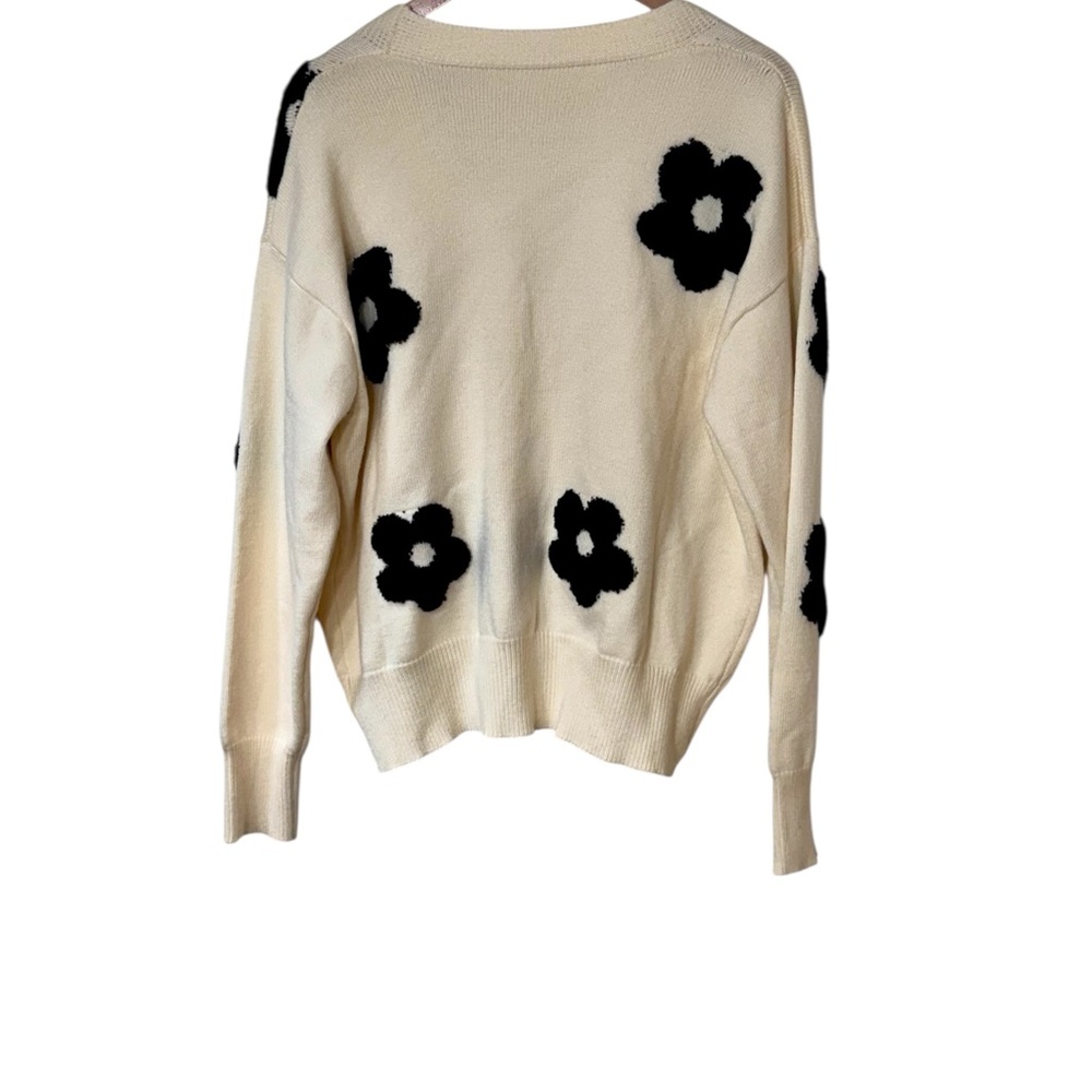 CIDER Floral Cream and Black Women's Sweater Size OXL - Picture 5 of 6